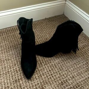 Fringe western ankle boots